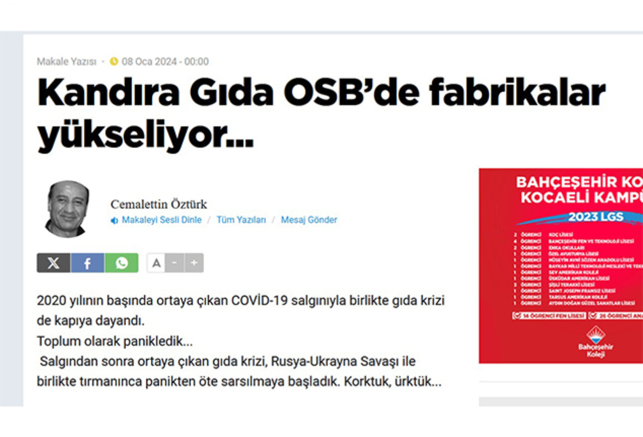 Kandıra Gıda Osb Içinde Sanayi İmarli Arsa