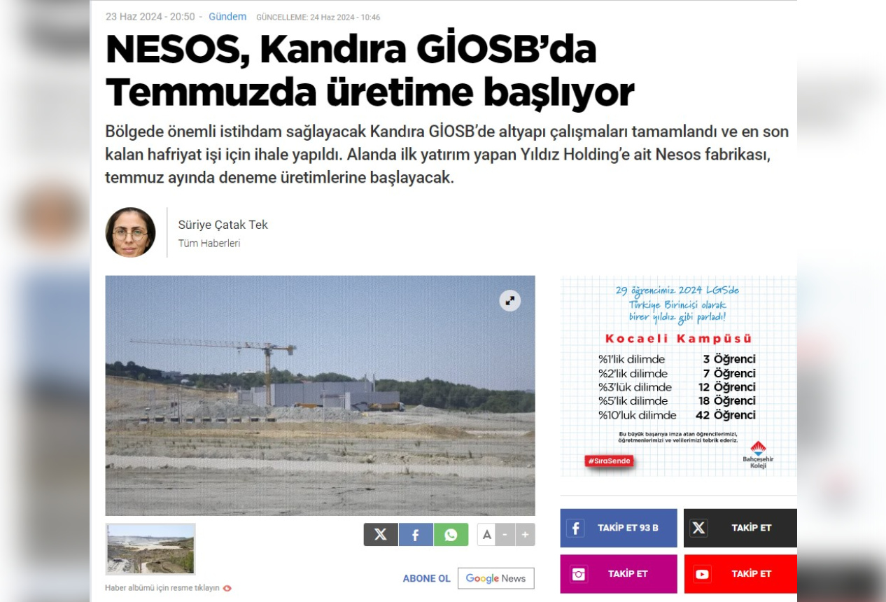 Kandıra Gıda Osb Içinde Sanayi İmarli Arsa