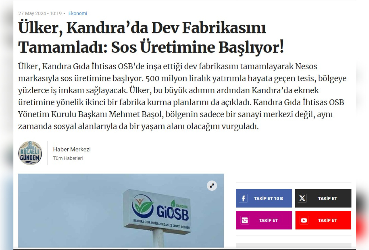 Kandıra Gıda Osb Içinde Sanayi İmarli Arsa